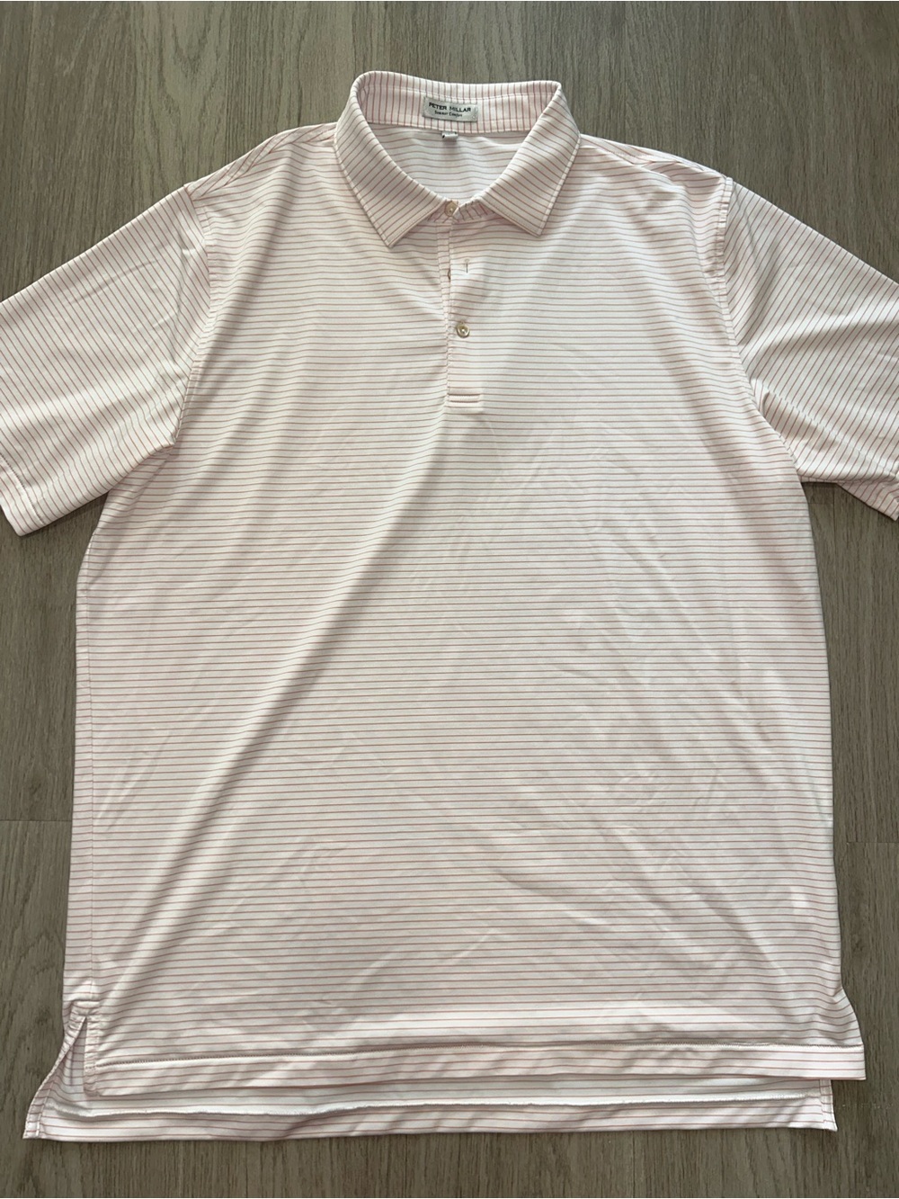 Peter Millar Summer Comfort stripe performance golf polo white & orange peach XL